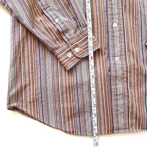 Faconnable Mens Button Down Cotton Dress Shirt XXL Multi Color Stripes - Picture 11 of 12